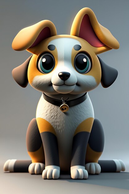 Pet dog 3D rendering cartoon illustration anime style wallpaper background creative design