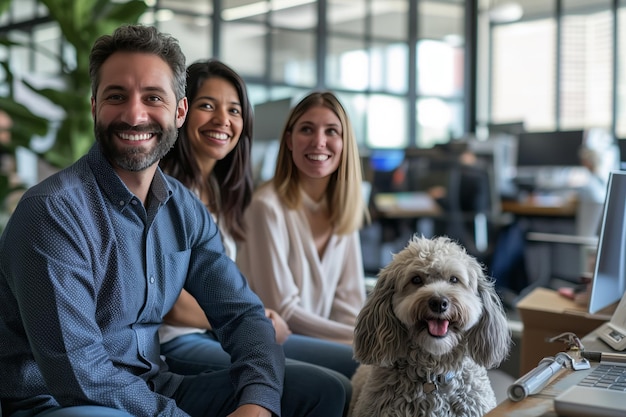 A pet dog in a business environment