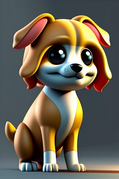 Pet dog cartoon anime style 3D character model rendering design wallpaper background element