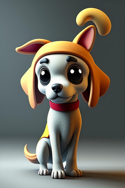 Pet dog cartoon anime style 3D character model rendering design wallpaper background element