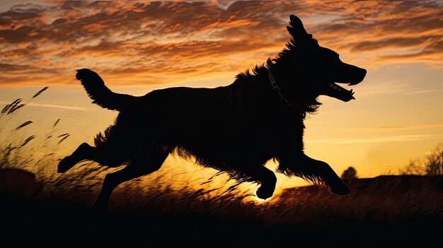 Photo pet dog running silhouette