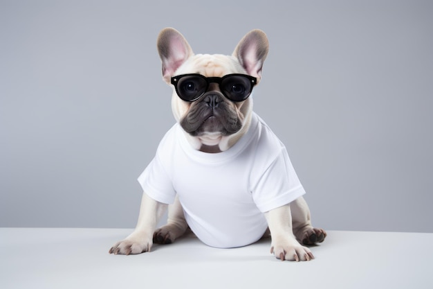 pet dog wear white shirt for mockup generative AI