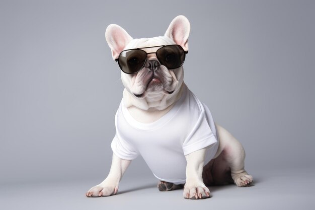 Pet dog wear white shirt for mockup generative ai