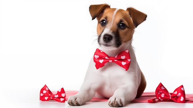 pet dog wearing Valentines accessories joyfullyAI Generated