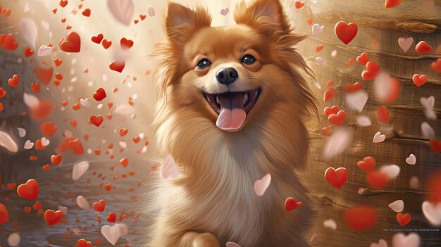 Photo pet dog with hearts