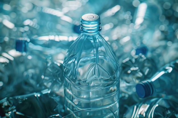 PET-fles op plastic achtergrond symboliseert opwarming van de aarde en het milieu