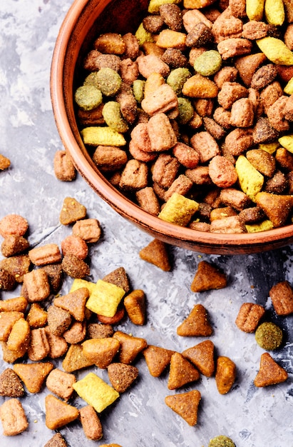 Pet food in bowl