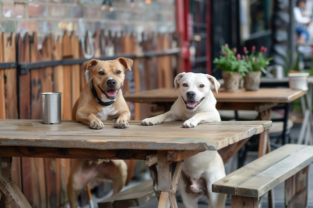 写真 ペットフレンドリーコーヒーショップのコンセプト 都市環境で犬をカットするライフスタイルとペットコンセプト