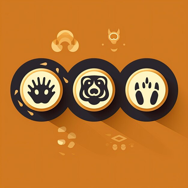 Pet Icons Icons depicting a paw print bone and cat symbolizing pets and animalsGenerated with AI