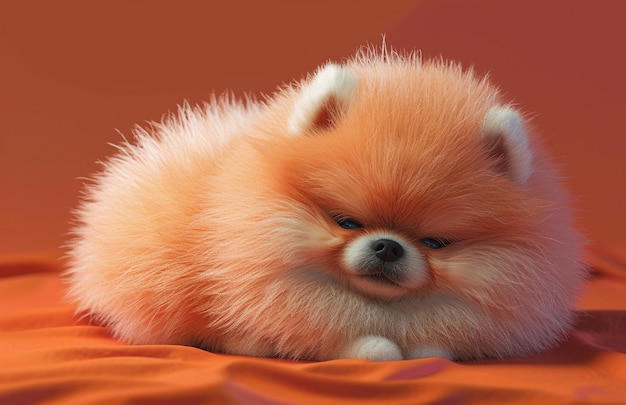 Pet pomeranian a perfect choice in light orange and dark green