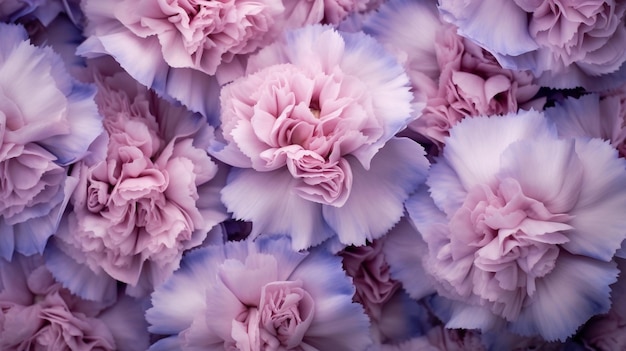 Petals of blue purple and lilac Carnation flower background Unusual flowers dianthus Generative AI