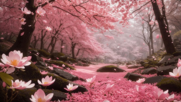 Petals in the Breeze A Symphony of Falling Pink Blossoms