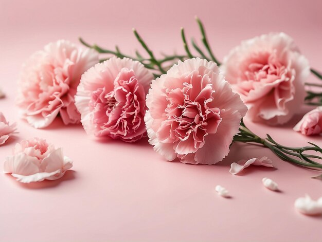 Листья благодати минимальная цветочная концепция розовая гвоздика красота часть 6