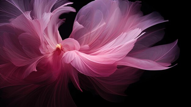 the petals of a pink flower are shown against a black background