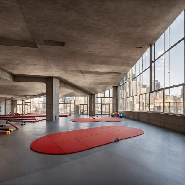 Foto peter eisenman brutalis binnenshuise sportschool in de stad gemaakt van beton