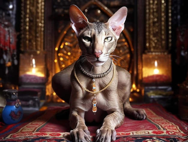 Photo peterbald cat portrait close up created with generative ai technology