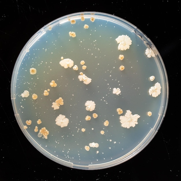 Petri dish with bacterial colonies