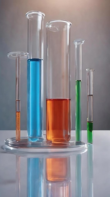 Petri dishes flasks test tubes on a light background laboratory banner empty space for advertising