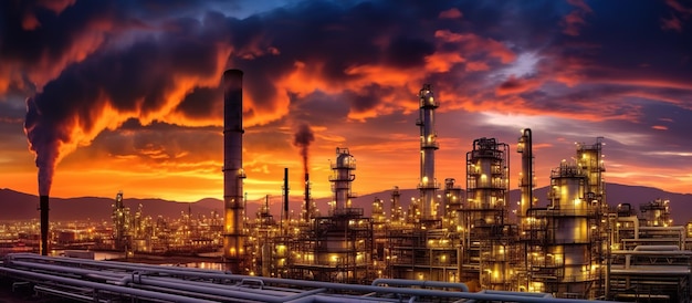 Petrochemical industry with Twilight sky