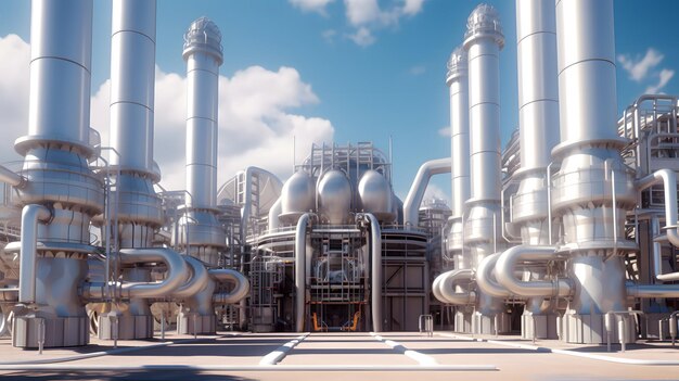 Petrochemical plant illustration Generative AI