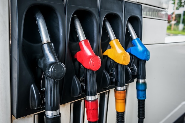 Photo petrol filling station with different type of fuel