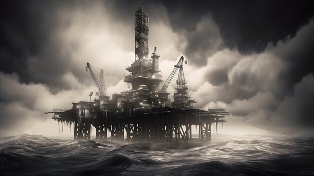 Petroleum platform oil and gas at sea Generative AI