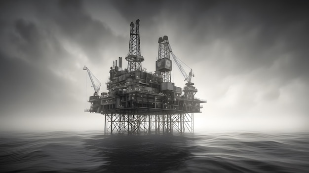 Petroleum platform oil and gas at sea Generative AI