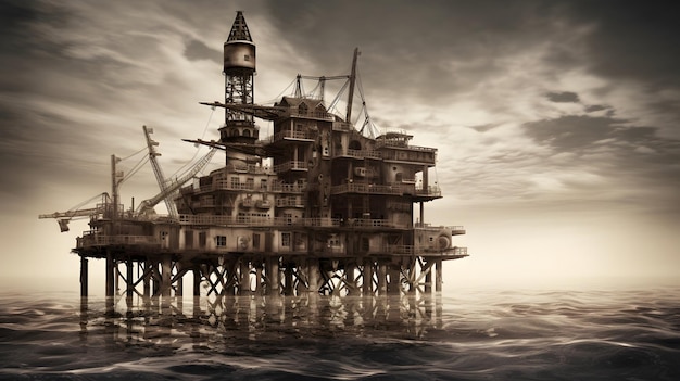 Нефтяная платформа нефть и газ на море Генеративный ИИ