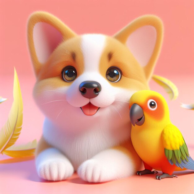 Pets illustration dog parrot cute animals