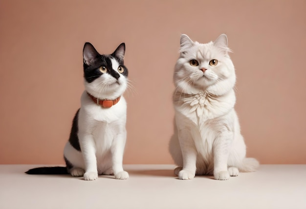 pets sitting front view plain background