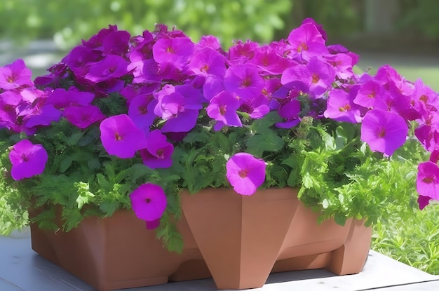 Petunia Petunias in the trayPetunia in the pot purple petunia