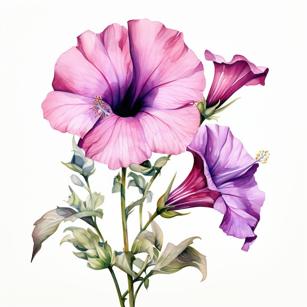 Petunia Purple Flowers in White BAckground Artistic Flowers for Invitations Purple theme Flowers