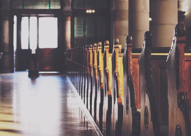 Pews in church