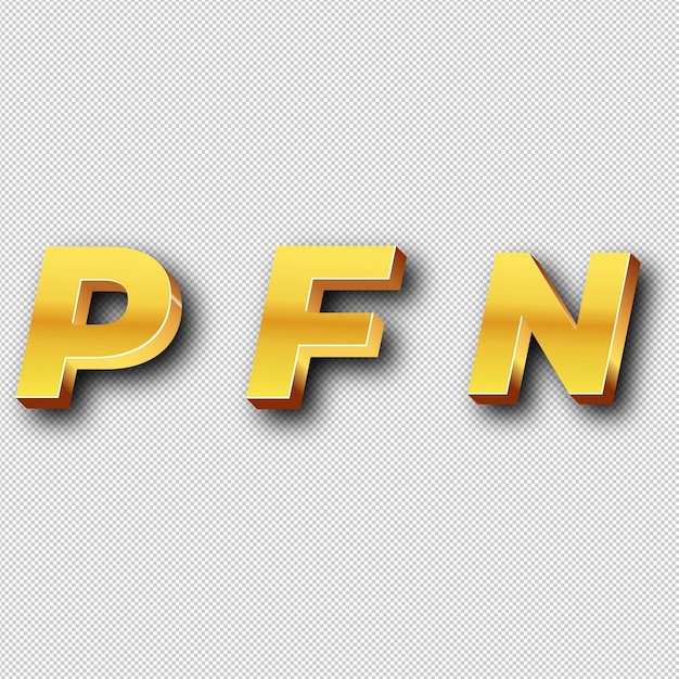 Золотая икона логотипа PFN изолированный белый фон прозрачный