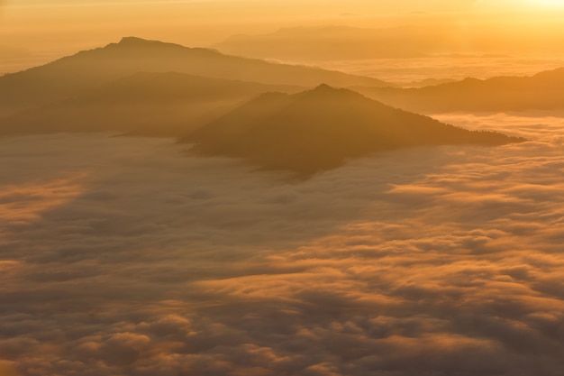 Pha Tung mountain in sunrise time, Chiang Rai