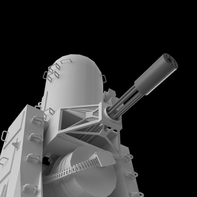 Phalanx CIWS military cannon gun turret navy illustration