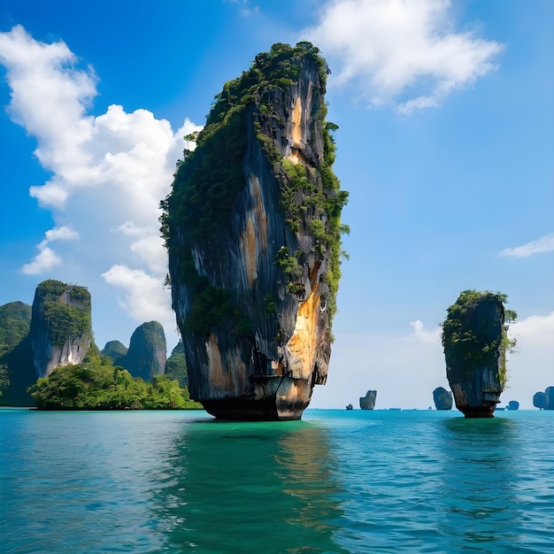 The phang nga bay located in southern thailand is renowned for its breathtaking landscape comprisi