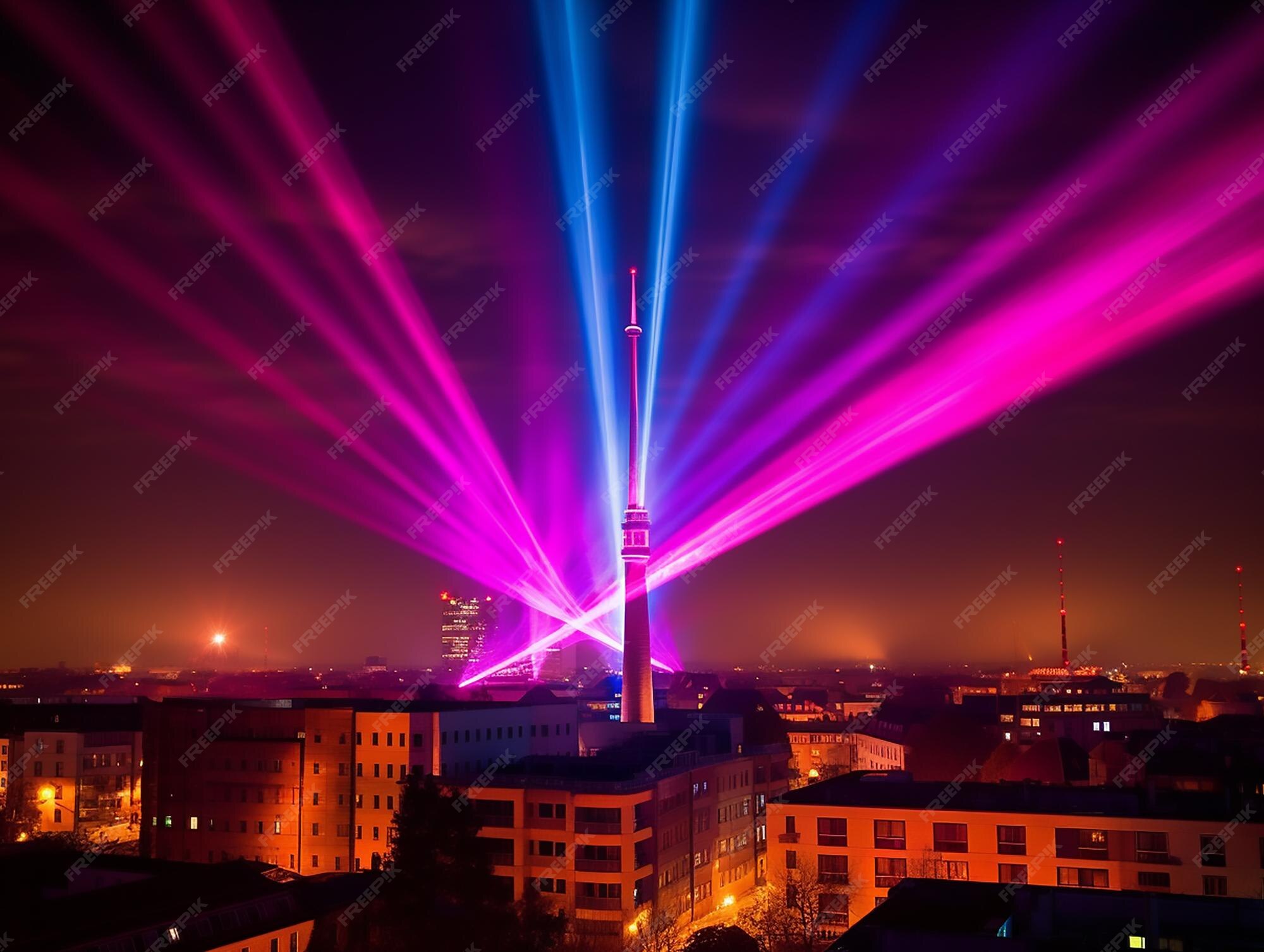 Premium AI Image Phantastic red and purple colored lasershow