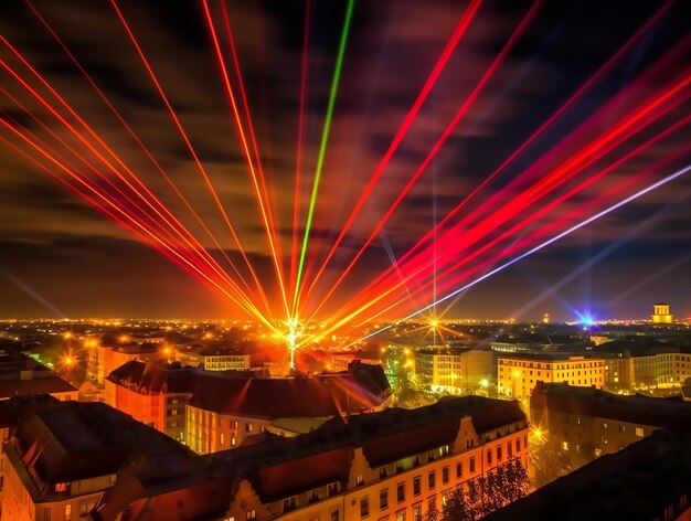 Phantastic red and yellow colored lasershow