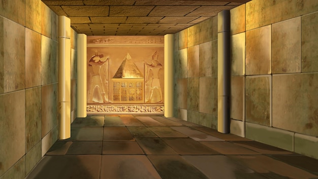 Pharaoh tomb in ancient Egypt illustration