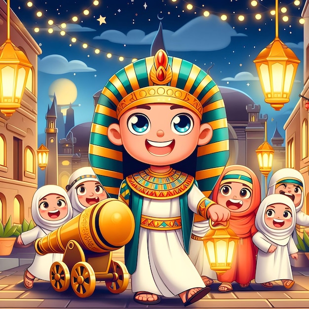 Photo pharaon kids in ramadan