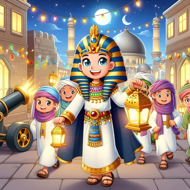 Photo pharaon kids in ramadan