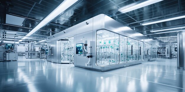 Pharma pharmaceautical clean room industrial design for large scale chemical production in controlled sterile conditions