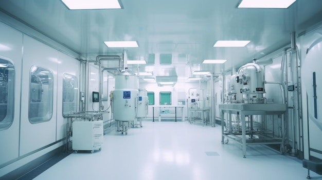 Pharmaceautical clean room industrial design for large scale chemical production in controlled sterile conditions