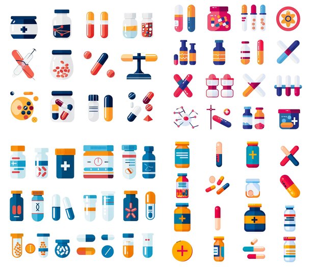 Photo pharmaceutical and drug infographic icons on white