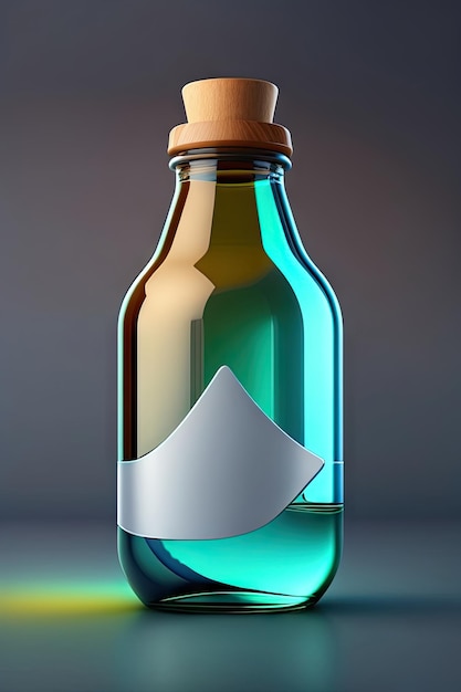 Pharmaceutical manufacture background with glass bottle