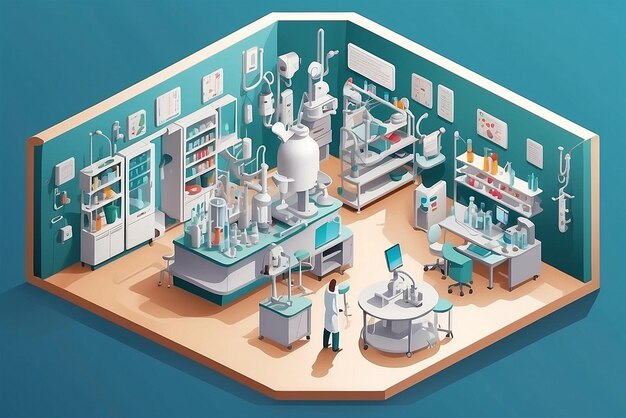 Photo pharmaceutical research production isometric composition