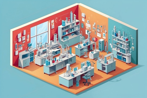 Photo pharmaceutical research production isometric composition