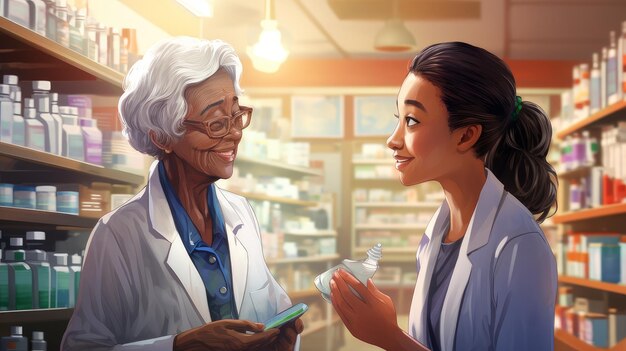 Pharmacist consulting a patient