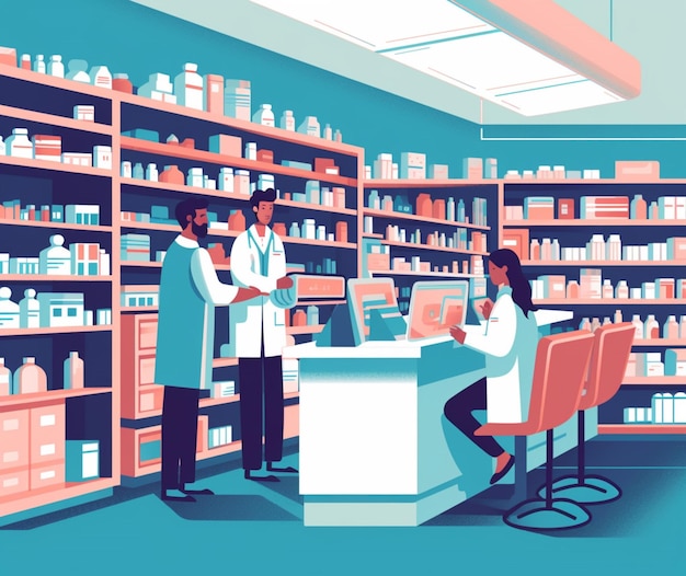 A pharmacist filling a prescription for a customer